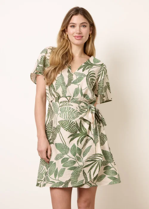 Blue Vanilla Green Wrap Front Sarong Mini Dress - XL Image 2
