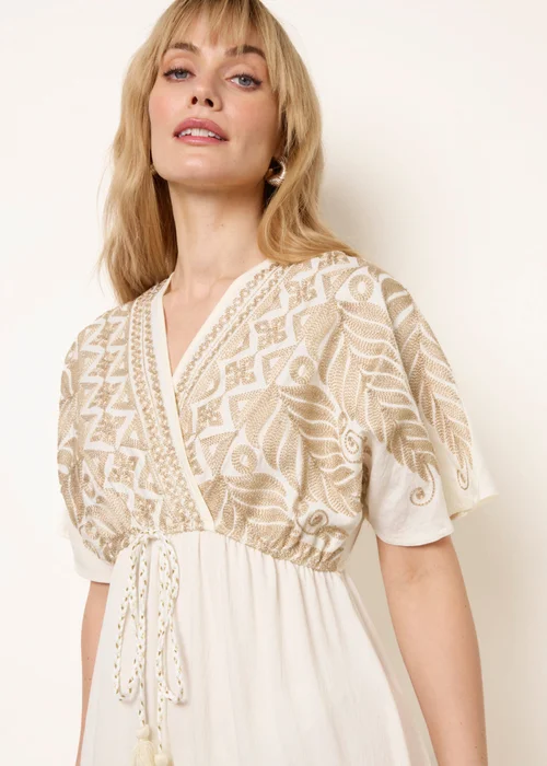 Blue Vanilla White Metallic Embroidered Maxi Dress - S/M Image 2