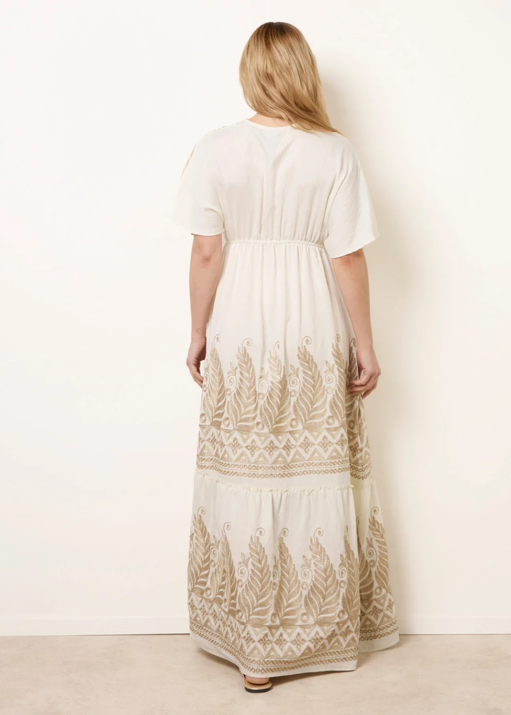 Blue Vanilla White Metallic Embroidered Maxi Dress - S/M Image 4