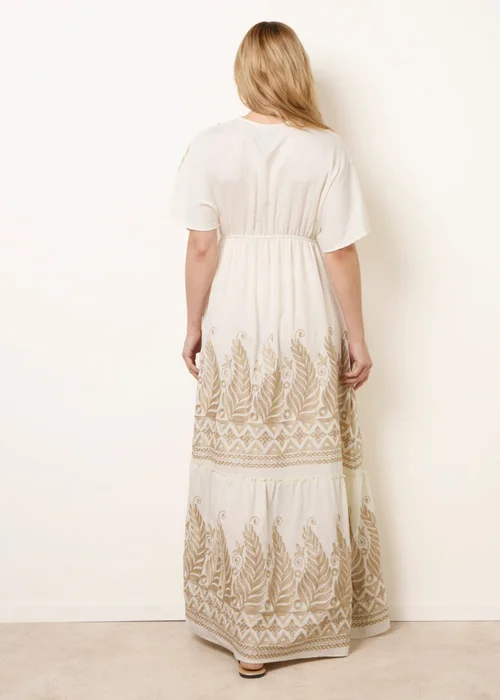 Blue Vanilla White Metallic Embroidered Maxi Dress - S/M Image 4