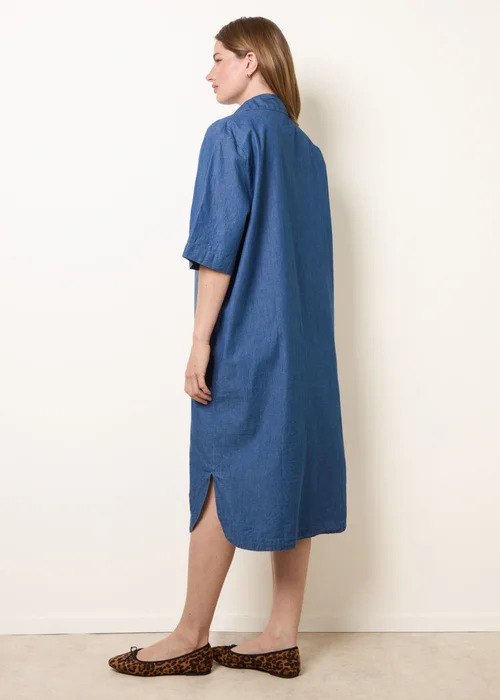 Blue Vanilla Blue Button Front Denim Shirt Dress - One Size Image 5