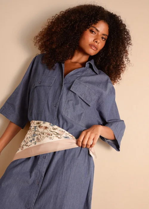 Blue Vanilla Blue Button Front Denim Shirt Dress - One Size Image 1