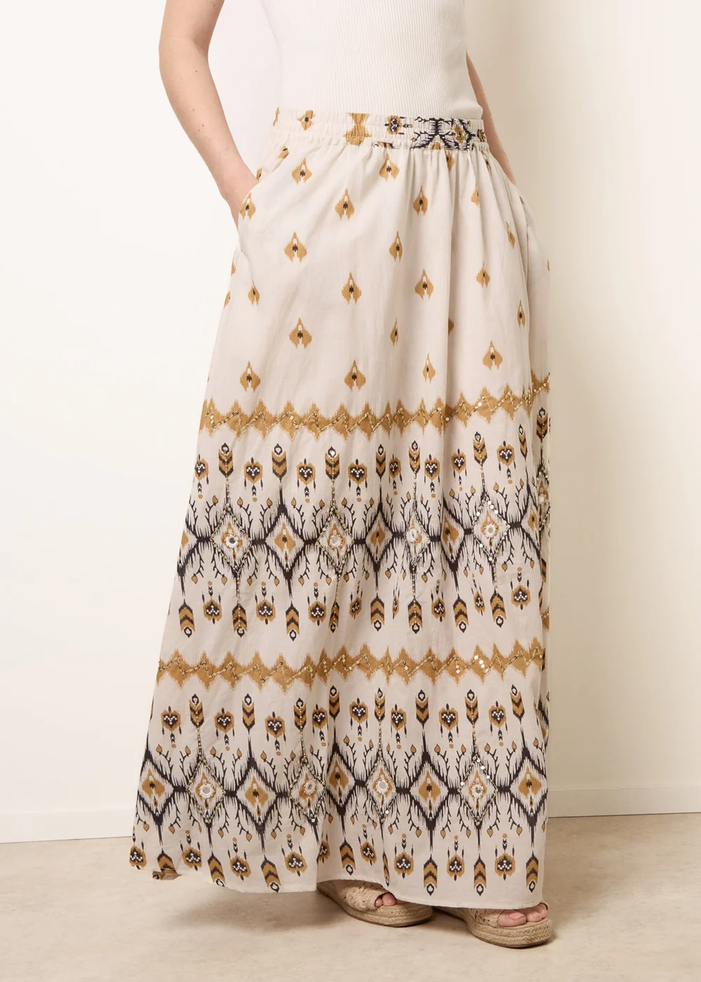 Blue Vanilla Stone Embroidered Midi Skirt - S/M Image 2