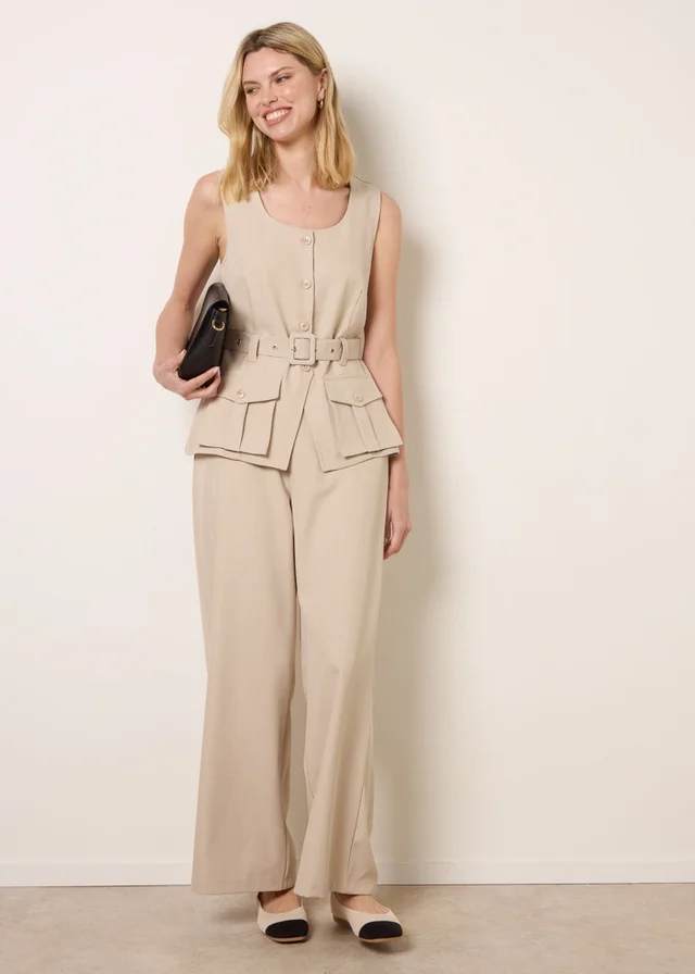 Blue Vanilla Stone Tailored Pocket Two-Piece Co-Ord Set