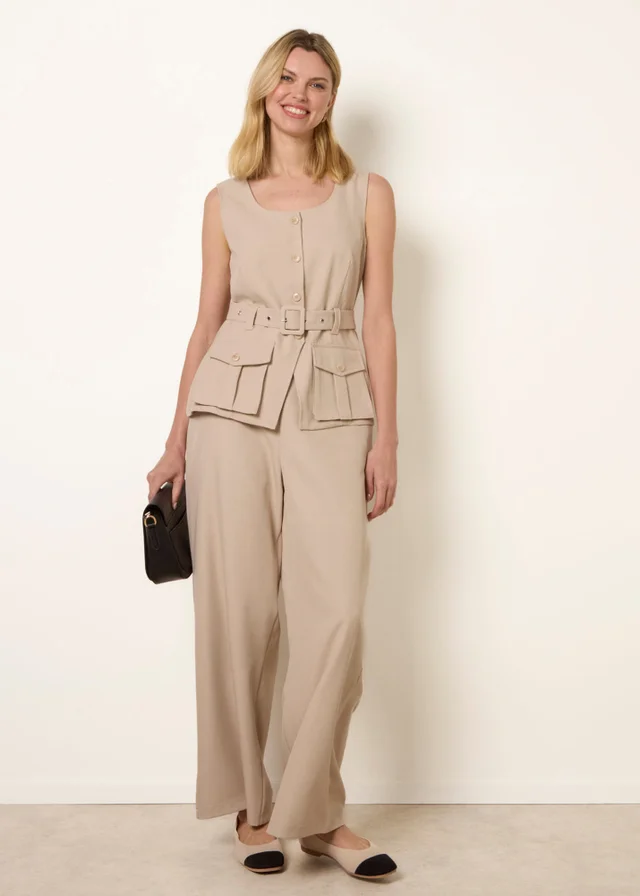 Blue Vanilla Stone Tailored Pocket Two-Piece Co-Ord Set