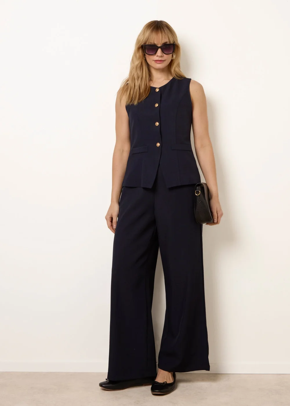 Blue Vanilla Navy Tailored Two-Piece Co-Ord Set - S Image 1