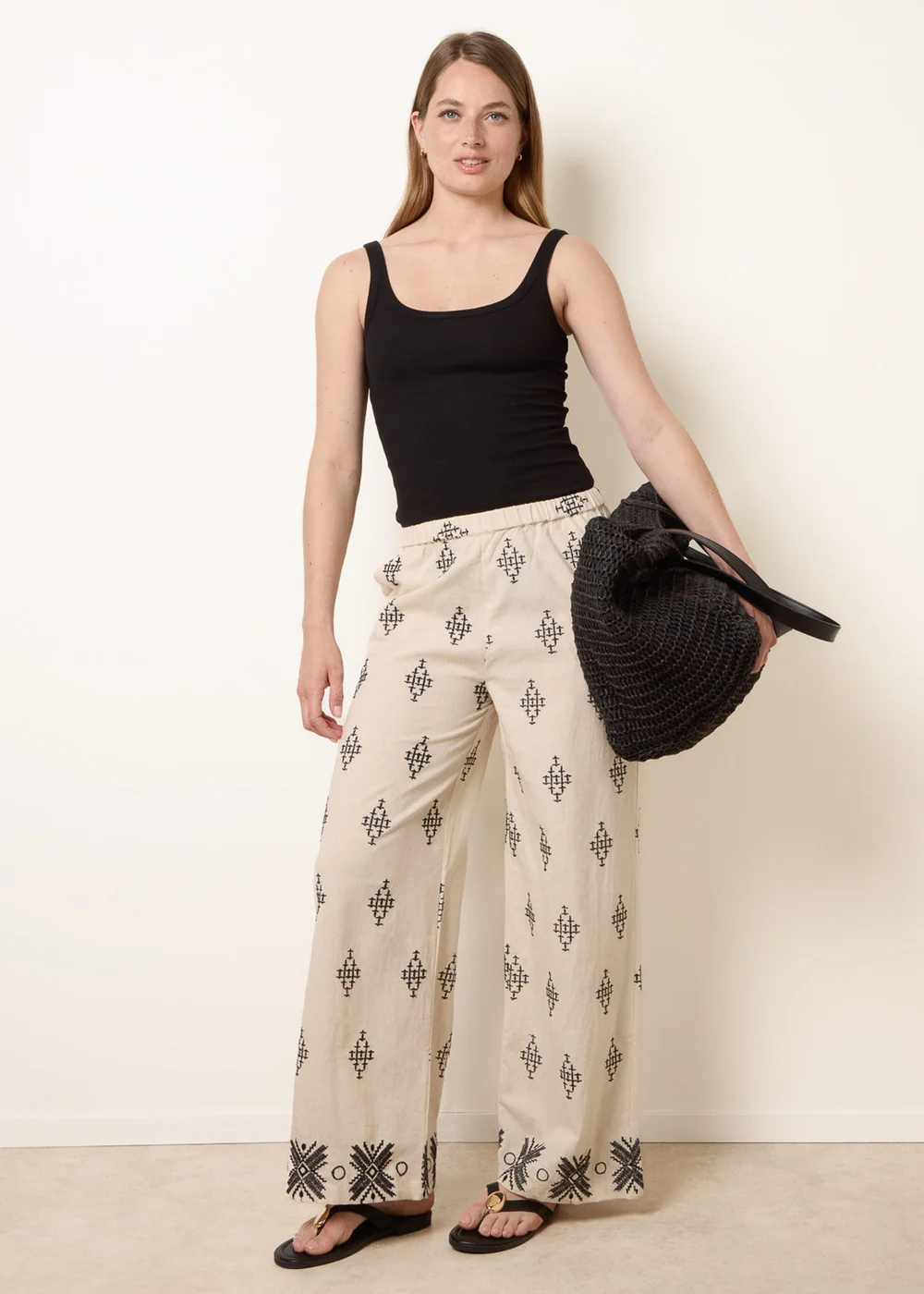 Blue Vanilla Stone Embroidered Trousers - M Image 1