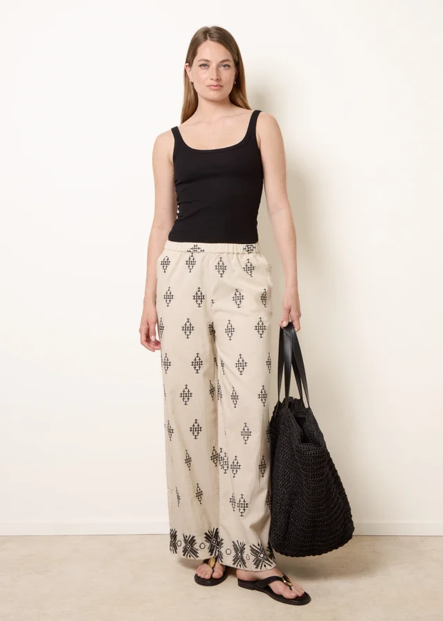 Blue Vanilla Stone Embroidered Trousers