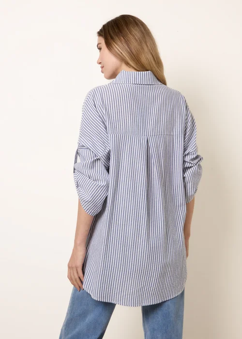 Blue Vanilla Blue Gold Shell Button Front Stripe Shirt - M/L Image 4