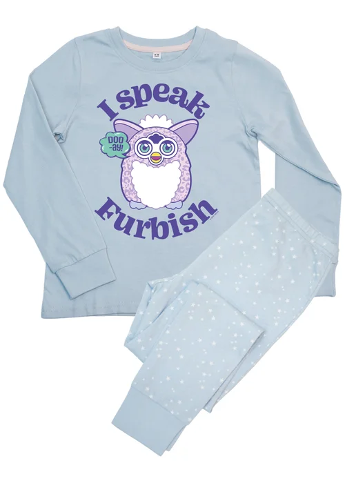 Ada & Ted Furby I Speak Furbish Girls Blue Graphic Pyjamas (3-8 Years) - 3-4 Yrs Image 1