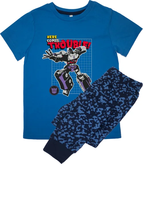 Ada & Ted Transformers Here Comes Trouble Boys Blue Graphic Pyjamas (3-8 Years) - 3-4 Yrs Image 1