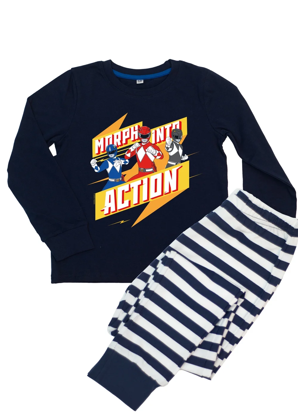 Ada & Ted Power Rangers Morph Into Action Boys Navy Graphic Pyjamas (3-8 Years) - 3-4 Yrs Image 1
