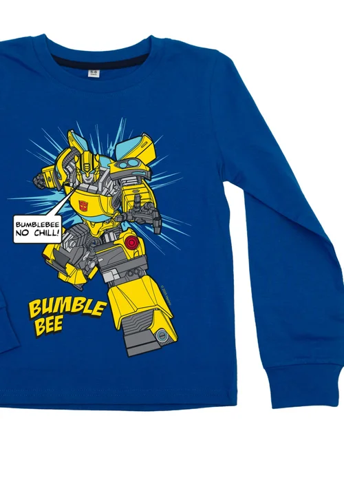 Ada & Ted Transformers Bumblebee Don't Chill Boys Blue Graphic Pyjamas (3-8 Years) - 7-8 Yrs Image 2