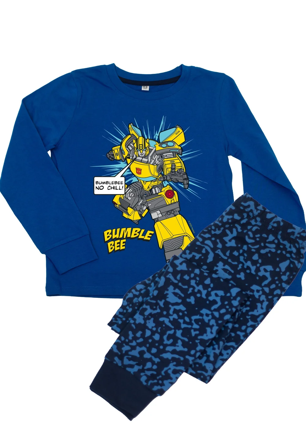 Ada & Ted Transformers Bumblebee Don't Chill Boys Blue Graphic Pyjamas (3-8 Years) - 7-8 Yrs Image 1