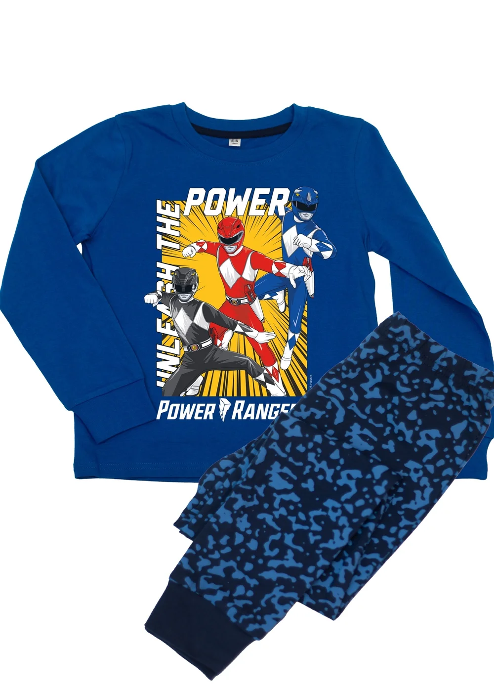 Ada & Ted Power Rangers Unleash The Power Boys Blue Graphic Pyjamas (3-8 Years) - 7-8 Yrs Image 1