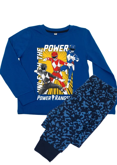 Ada & Ted Power Rangers Unleash The Power Boys Blue Graphic Pyjamas (3-8 Years) - 7-8 Yrs Image 1
