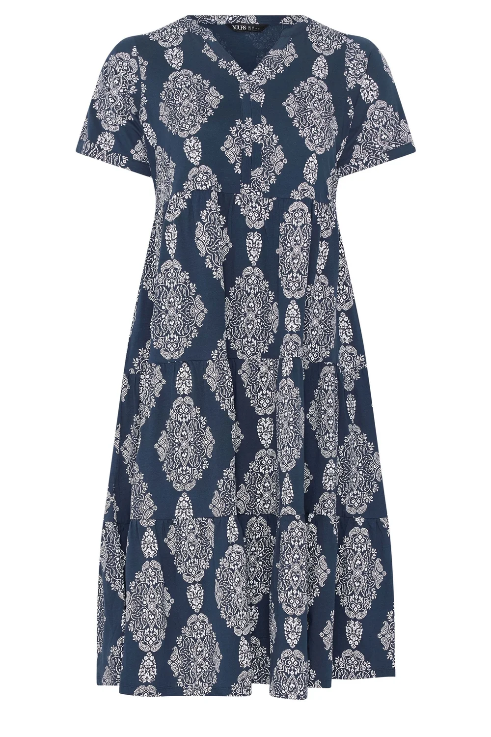 Yours Curve Navy Blue Paisley Tiered Maxi Dress - 18 Image 5