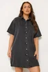 Yours Curve Black Washed Denim Shirt Dress - 22-24 Image 2