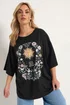 Yours Curve Black Floral & Sun Graphic Boxy T-Shirt - 22-24 Image 1