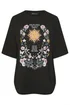 Yours Curve Black Floral & Sun Graphic Boxy T-Shirt - 22-24 Image 5