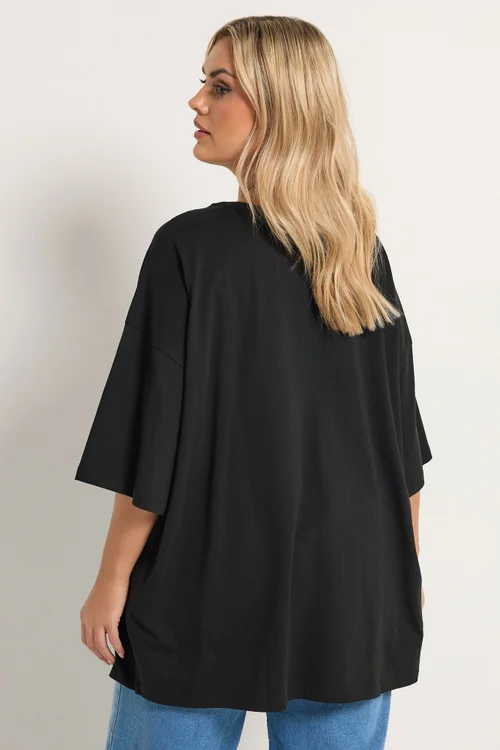 Yours Curve Black Floral & Sun Graphic Boxy T-Shirt - 22-24 Image 3