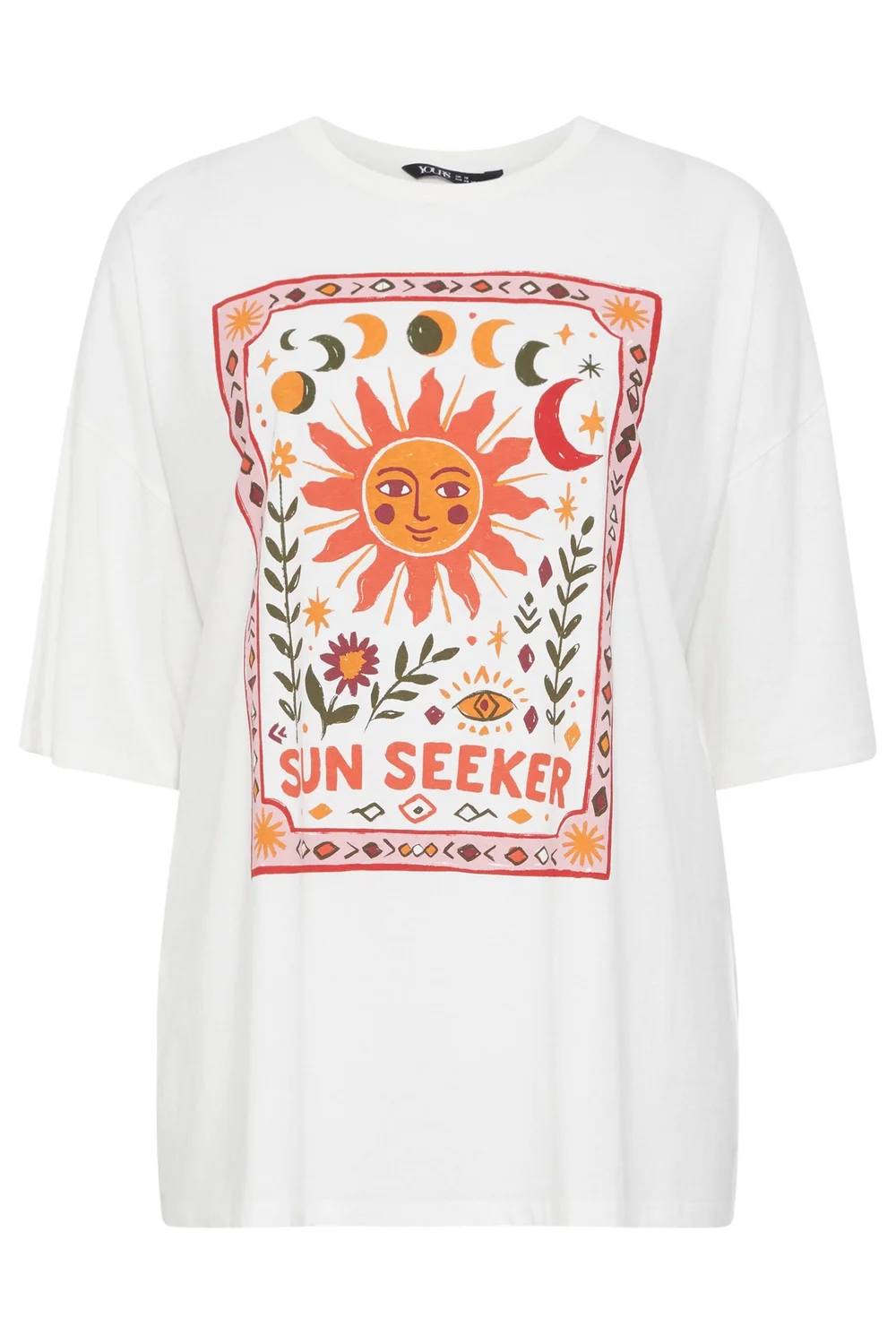 Yours Curve Ivory White 'Sun Seeker' Boxy T-Shirt - 14 Image 5