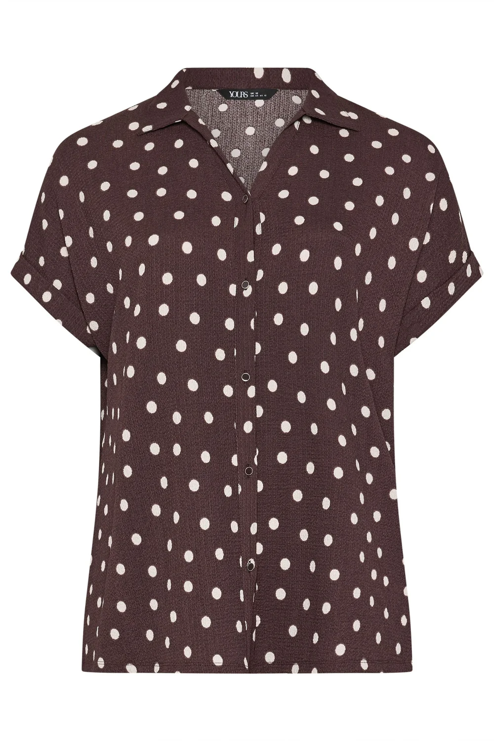 Yours Curve Chocolate Brown Polka Dot Shirt - 26-28 Image 2