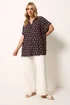 Yours Curve Chocolate Brown Polka Dot Shirt - 26-28 Image 3