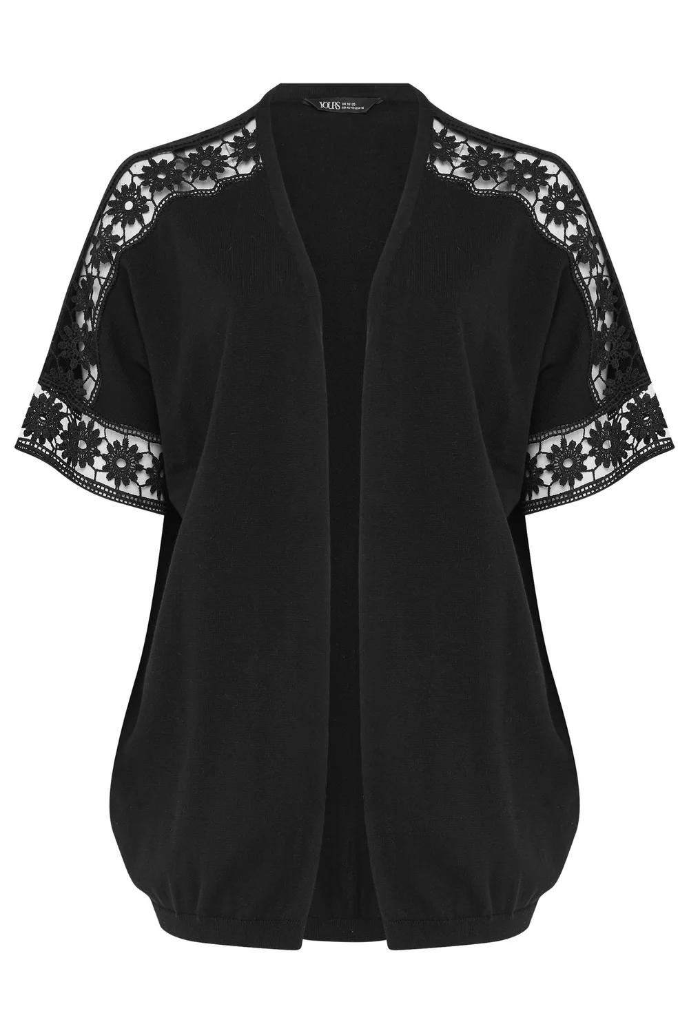 Yours Curve Black Crochet Sleeve Kimono - 14-16 Image 5