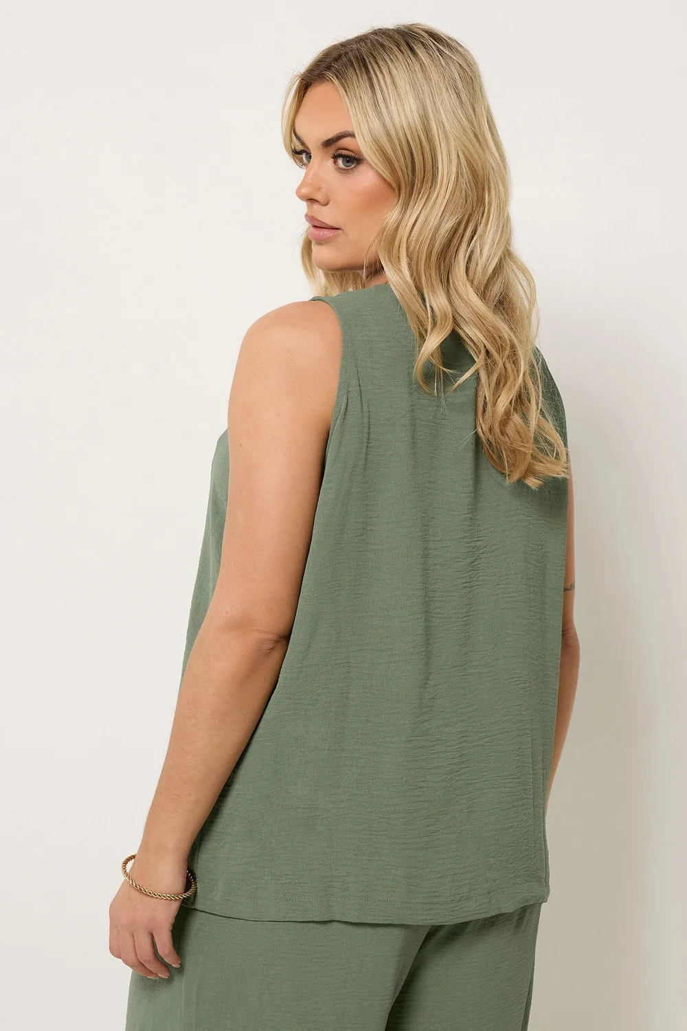 Yours Curve Khaki Green Waistcoat - 20 Image 3