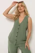Yours Curve Khaki Green Waistcoat - 20 Image 1