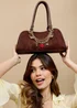 Little Mistress Chocolate Faux Suede Shoulder Bag - One Size Image 1