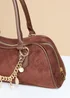 Little Mistress Chocolate Faux Suede Shoulder Bag - One Size Image 2