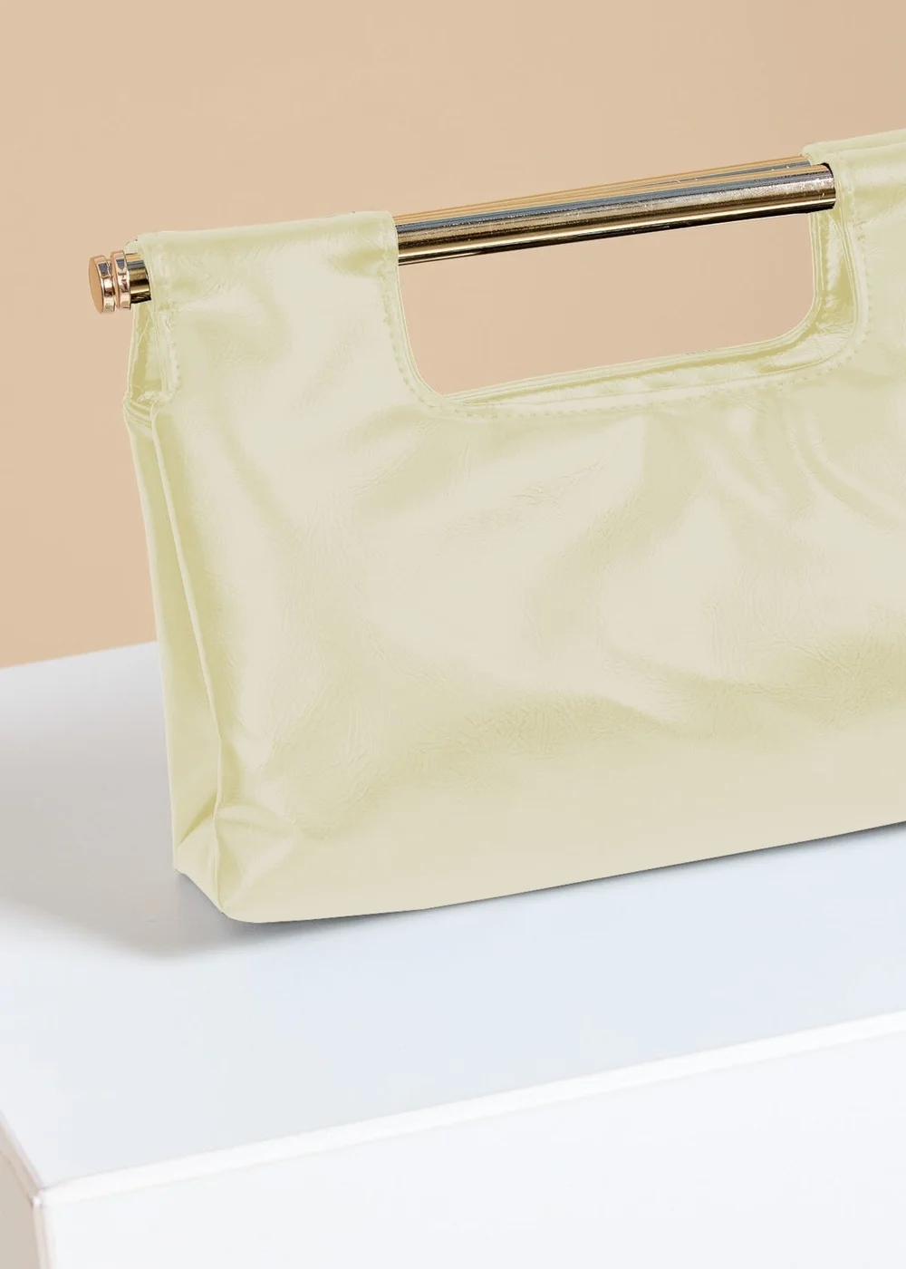Little Mistress Yellow Metal Bar Clutch Bag - One Size Image 2