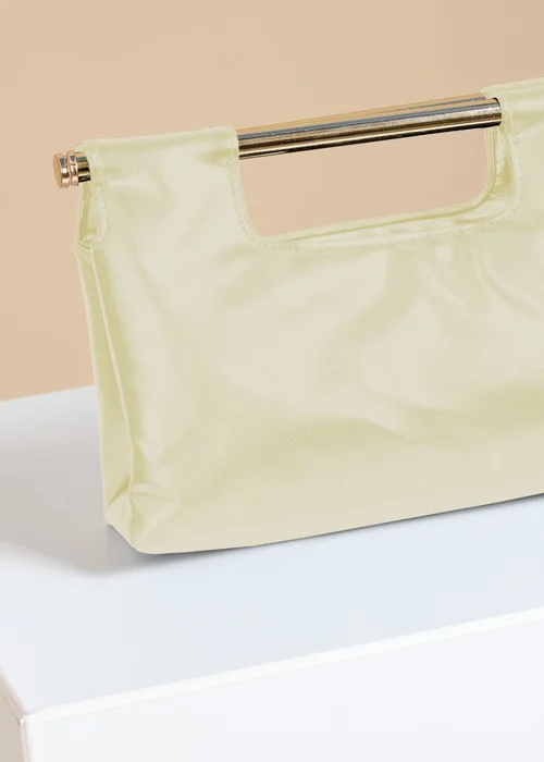 Little Mistress Yellow Metal Bar Clutch Bag - One Size Image 2