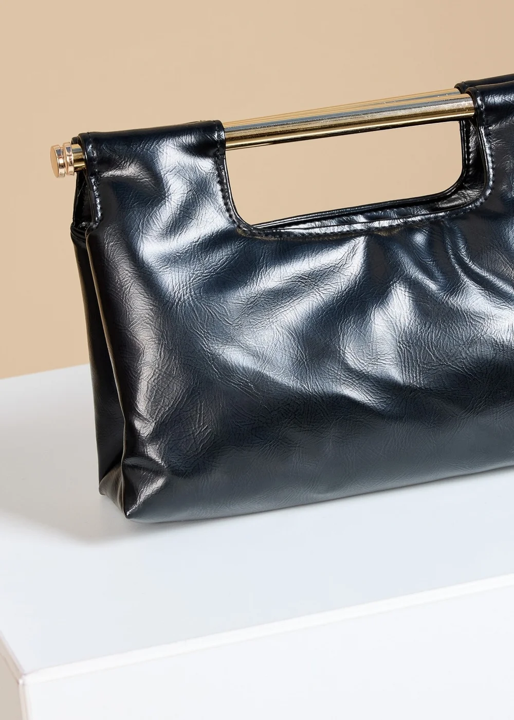 Little Mistress Black Metal Bar Clutch Bag - One Size Image 2