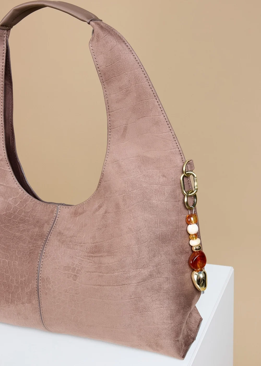 Little Mistress Mocha Croc Emboss Shoulder Bag - One Size Image 2