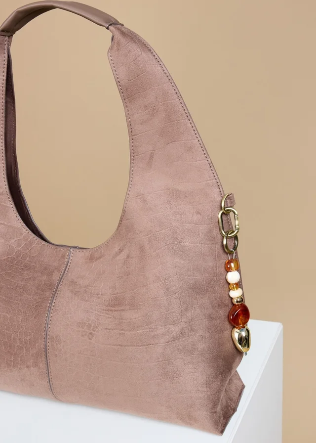 Little Mistress Mocha Croc Emboss Shoulder Bag