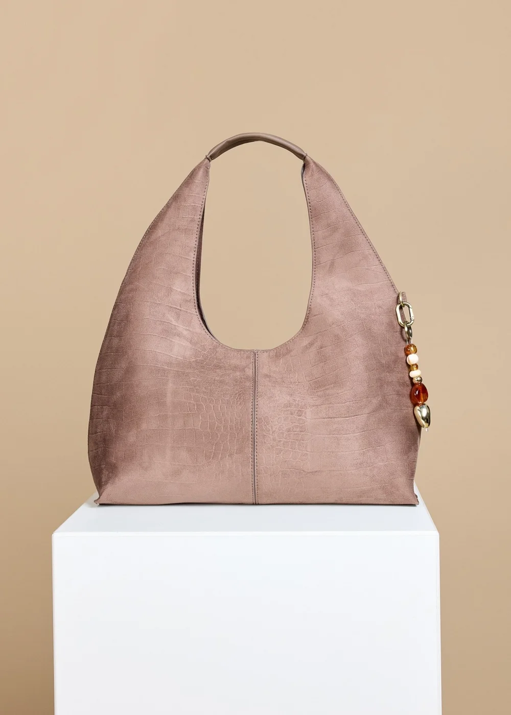 Little Mistress Mocha Croc Emboss Shoulder Bag - One Size Image 1