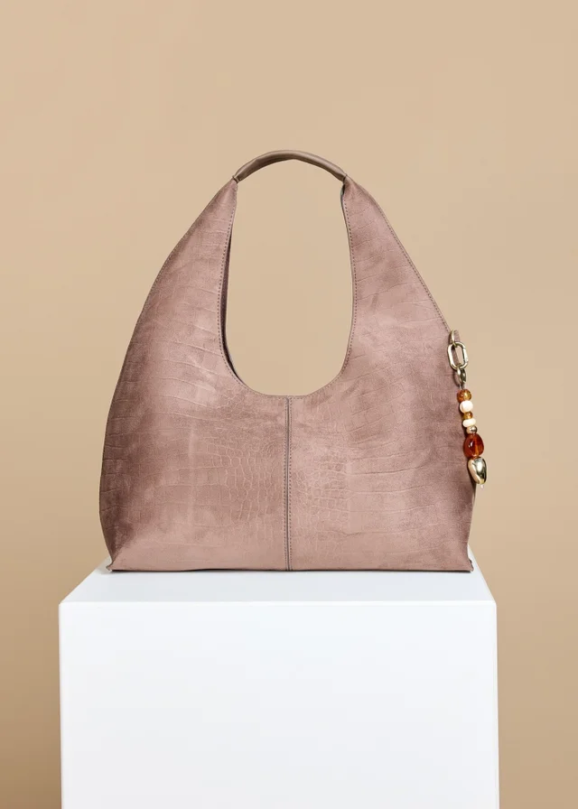 Little Mistress Mocha Croc Emboss Shoulder Bag