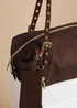 Little Mistress Chocolate Faux Suede Shoulder Bag - One Size Image 2