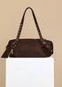 Little Mistress Chocolate Faux Suede Shoulder Bag - One Size Image 3