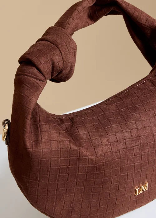 Little Mistress Chocolate Faux Suede Woven Emboss Grab Bag - One Size Image 2