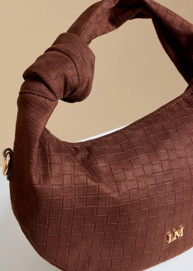 Little Mistress Chocolate Faux Suede Woven Emboss Grab Bag
