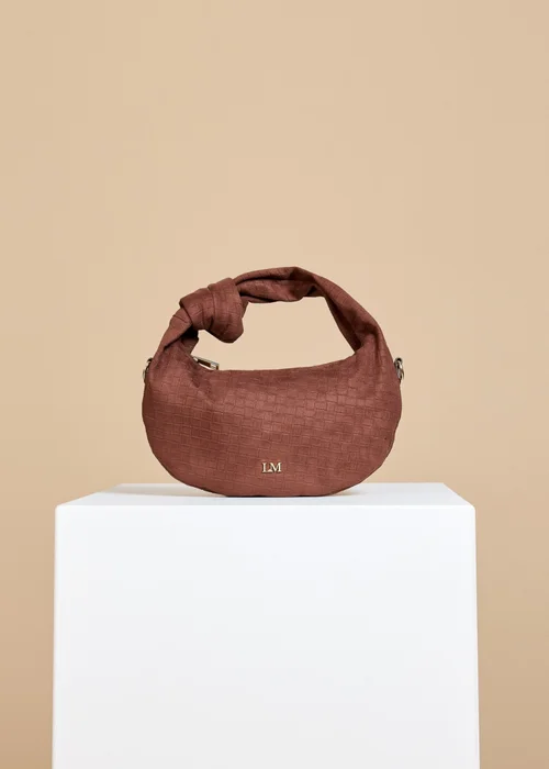 Little Mistress Chocolate Faux Suede Woven Emboss Grab Bag - One Size Image 3