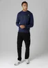 Firetrap Dark Blue Regular Fit Cotton Rich Crew Neck Sweatshirt With Chest Pocket - S Image 4