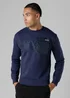 Firetrap Dark Blue Regular Fit Cotton Rich Crew Neck Sweatshirt With Chest Pocket - S Image 1