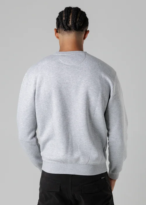 Firetrap Light Grey Regular Fit Cotton Rich Crew Neck Sweatshirt With Chest Pocket - S Image 2
