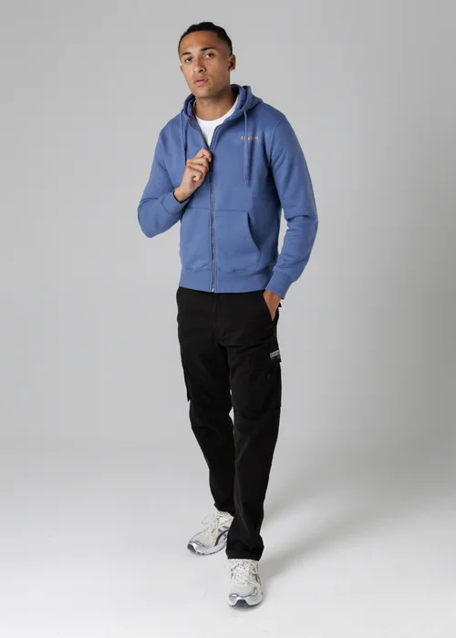 Firetrap Light Blue Regular Fit Cotton Rich Zip Through Hoody With Drawstring - S Image 4