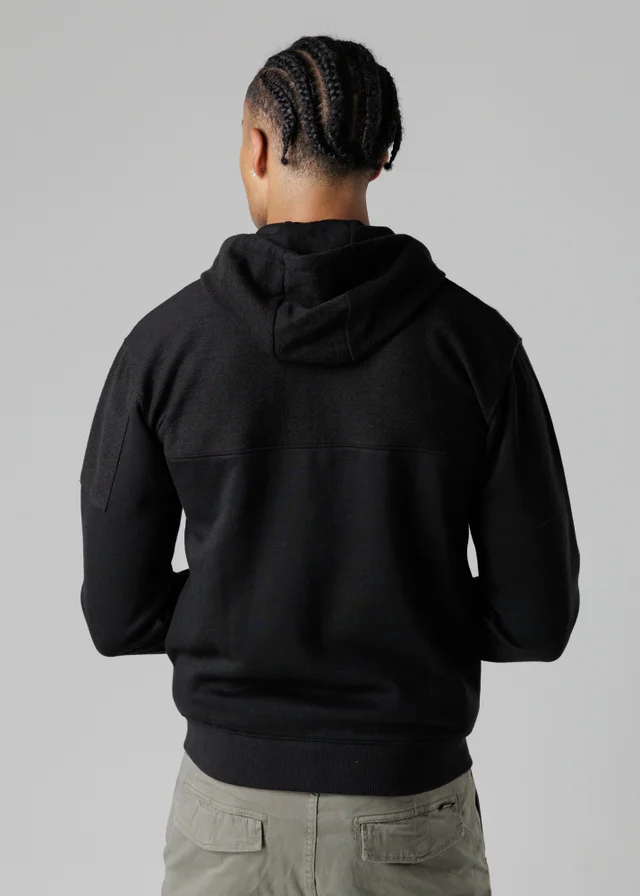 Firetrap Black Regular Fit Cotton Rich Zip Through Hoody With Sleeve Pocket